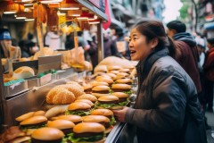 刘飞儿街头摆摊卖实惠汉堡，新鲜食材打造“汉堡西施”人气摊位